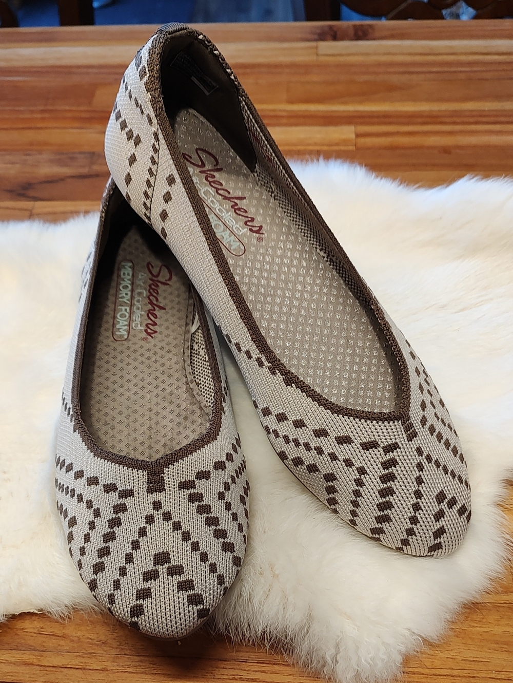Sketchers Cleo Ballet Flats Air Cool Comfort Fabric Geometric Design SZ: 7.5